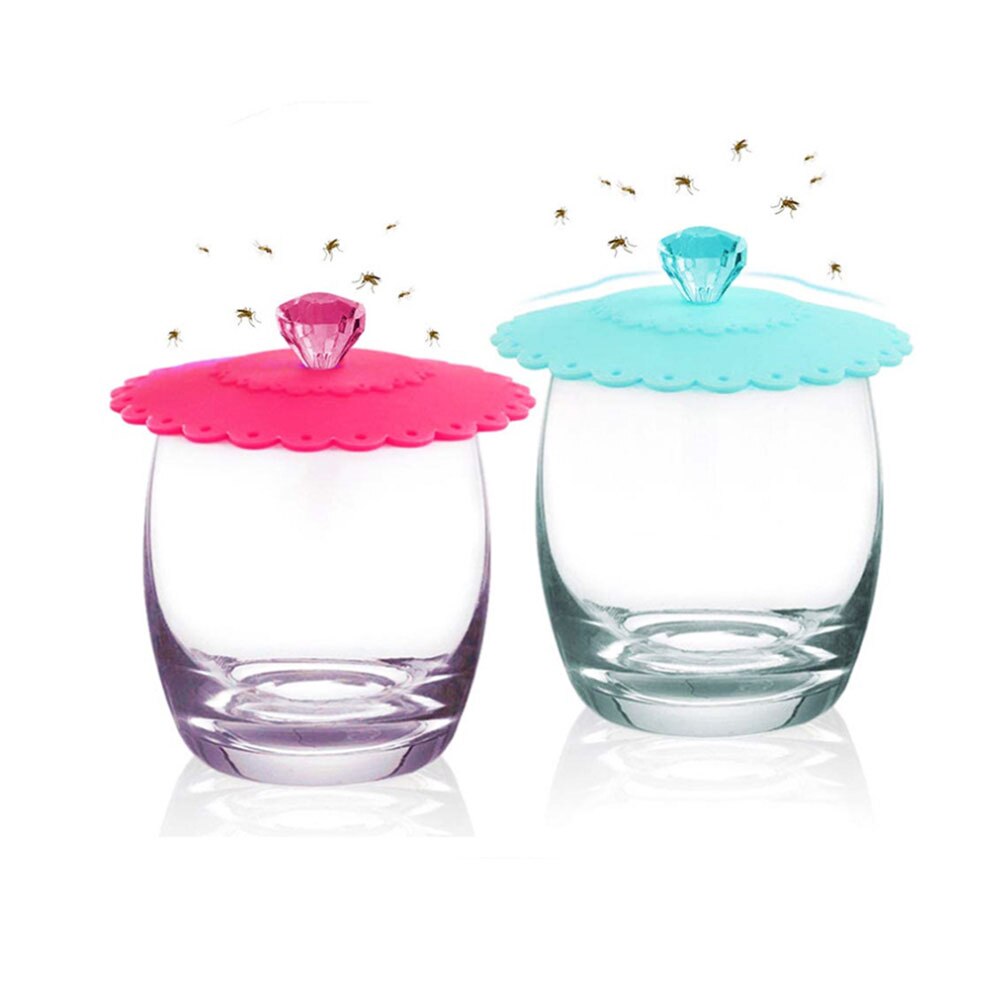 Silicone wor 6Pcs 11CM Transparent Diamond With Flower Pattern Cup Lids Dust-Proof Silicone Mug Cover Bright Color Drink Cup Lid