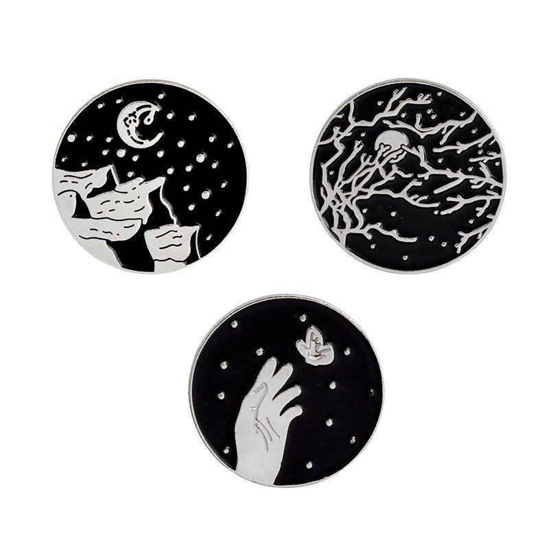 Broches Outdoor Midnight Moon Metal Badge Accessoires Pictogrammen Op Kleding T-shirt Kleding Tas Rugzak Diy