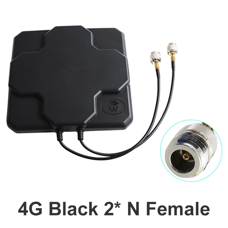 4G LTE Antenna N Male Female SMA Outdoor Panel 18dbi 698-2690MHz White Black Aerial mimo External Antenne For Wireless Router: Black N Female