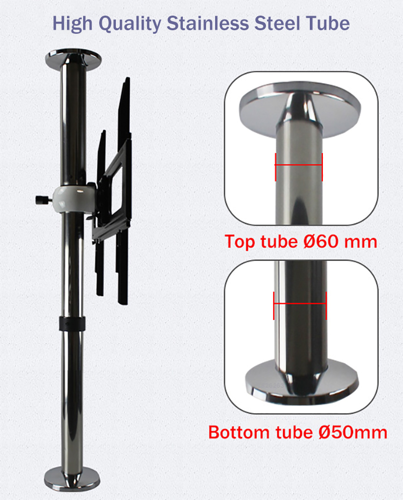 BG11-M de acero inoxidable para televisor LCD, soporte de montaje de pared de partición, Altura ajustable de 66-82cm, giratorio 360, 23-55 pulgadas,