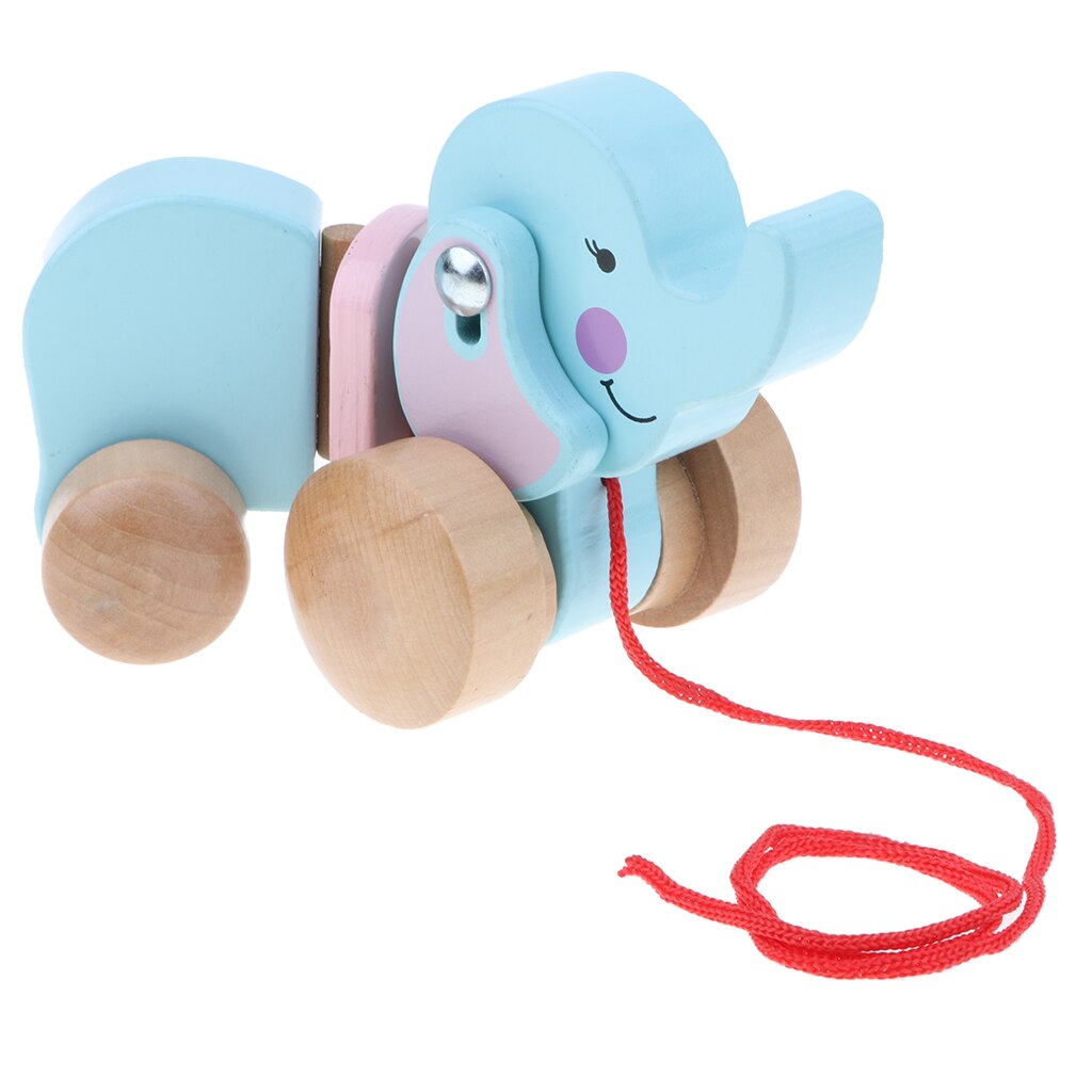 Houten Pull Langs Olifant Speelgoed Voor Baby Boy & Girl Vroege Educatief Speelgoed