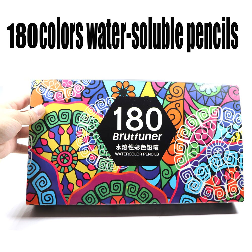 Brutfuner 150/180/260/520color water-soluble colored pencil student art wood oily pencil statione: 180 colors