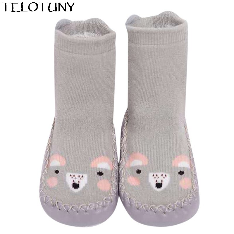 TELOTUNY freundlicher Kleinkind Baby Mädchen Jungen Karikatur Ebene Dicke Warme Anti-Unterhose Socken Hausschuhe ZY20: GY / 6m