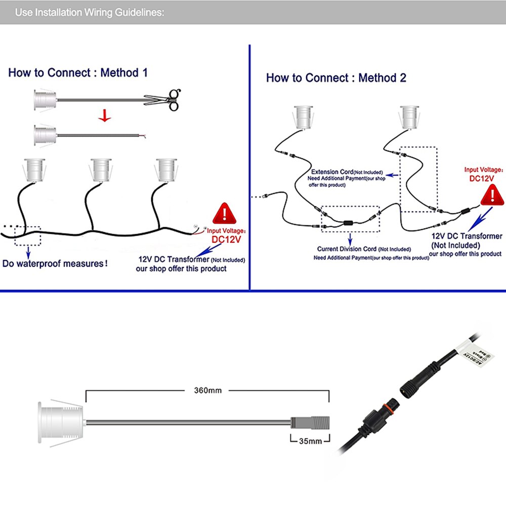 3W LED Underground Light DC12-24V Outdoor Recessed Deck Light Stair Step Light Garden Path Yard Spot Light Sidewalk Lighting
