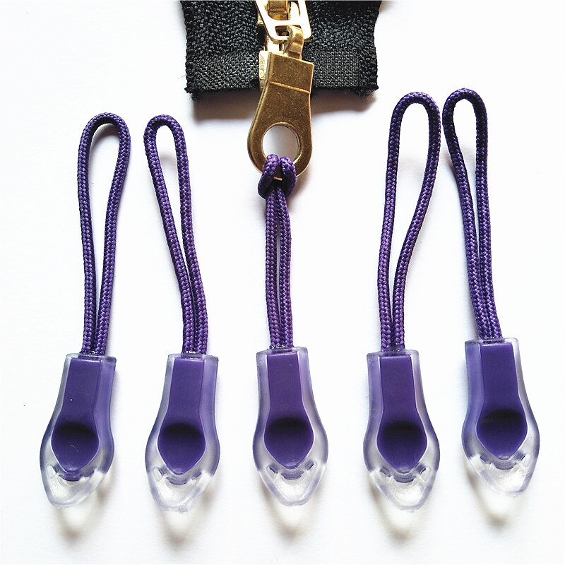50Pcs Backpack Zipper Transparent Pull Cord Zip Fastener Zip Slider: 50pcs Purple