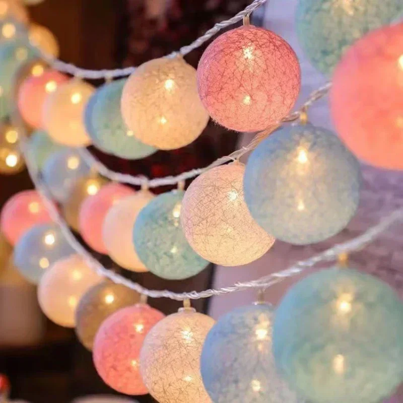 10/20/40 led-bomulls-usb-bollar julslinga ljusslinga nyhet lampkedja för hem utomhusgirlang bröllopsfestdekoration