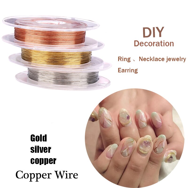 1 Roll Gold Silver Copper Wire Metal Alloy Nail Art Decorations DIY Handicrafts Ornaments Gold Silver Nail Decoration Tools