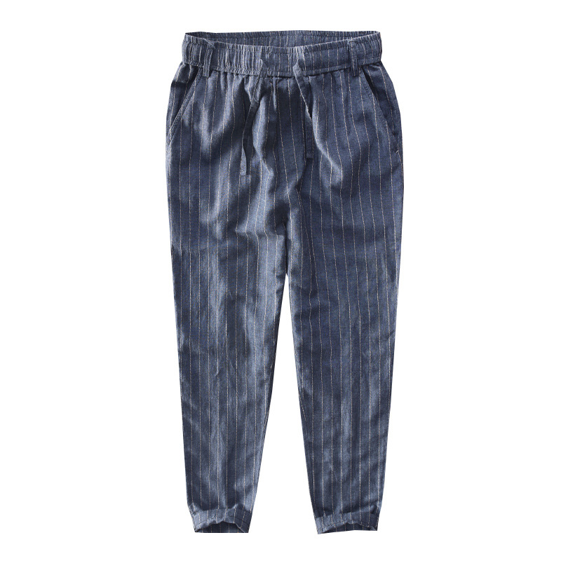 neue Leinen baumwolle Hosen männer Breite Bein Hosen Mit Taschen männlichen Casual Lange Hosen Lose Feste Hosen M-3XL: Blau / XXXL