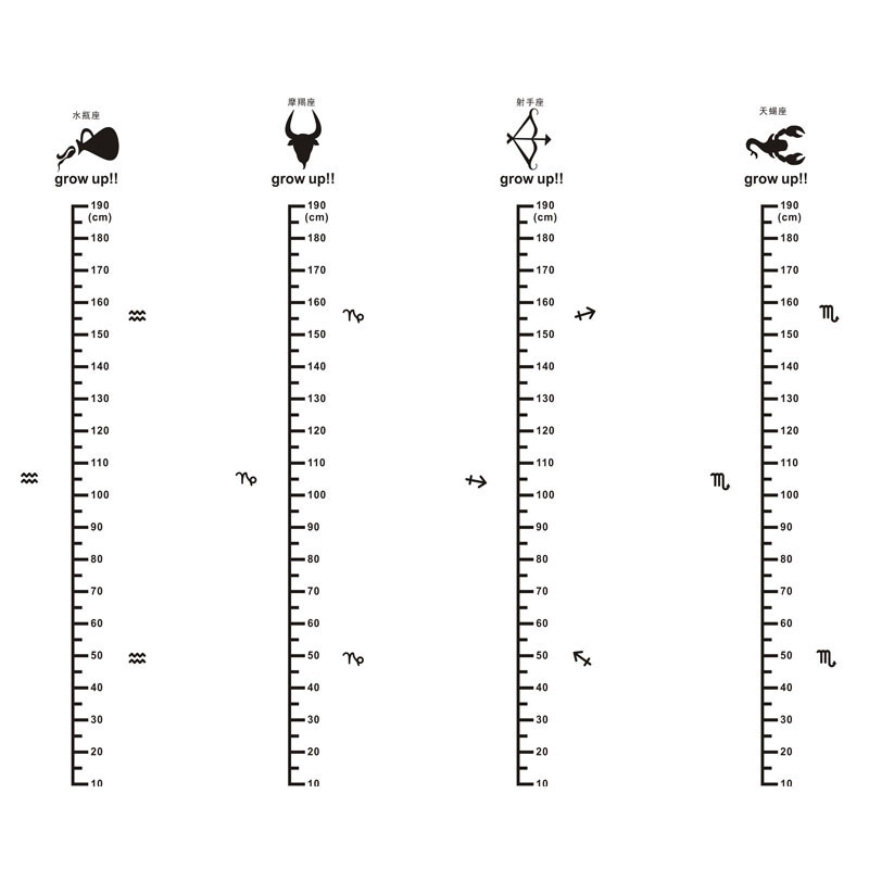 Twelve Constellations Children's Rangefinder 3d Wall Stickers for Kids Rooms Decor Height Ruler Chart Sticker Child Growth Meter