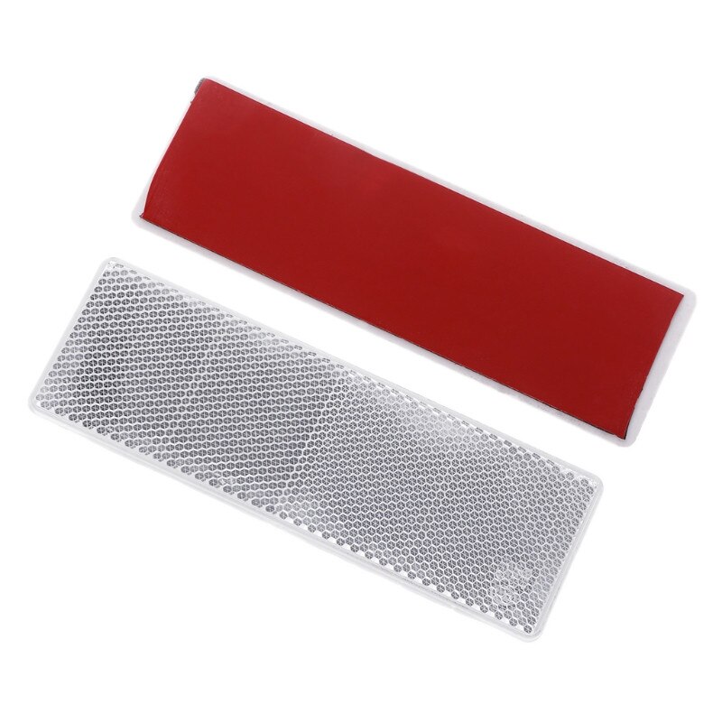 QILEJVS 2pcs Plastic Reflector Reflective Warning Plate Stickers Sign Sheeting Car Truck: White Without Hole