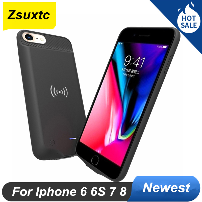 Voor Iphone 6 Batterij Case 6S 7 8 3800 Mah Smart Draadloos Opladen Voor Iphone 6 Batterij Case 6S 7 8 Power Case Bank