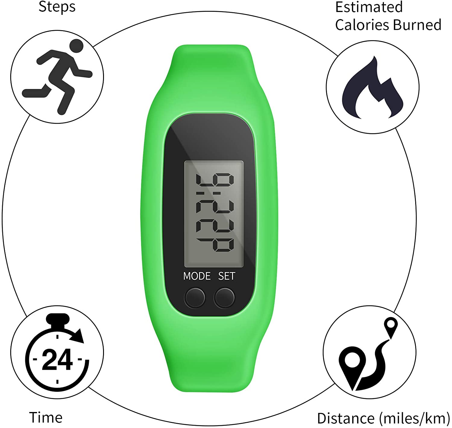 Fitness Tracker Horloge, Eenvoudig Bediening Walking Running Stappenteller Met Calorie Branden En Stappen Tellen