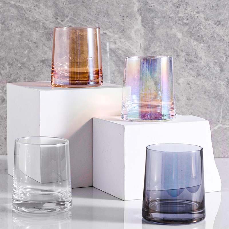 Juego de vasos de cristal nórdicos para el hogar, Juego de 2 o 4 vasos de cristal para beber vino, whisky y agua, sencillo, 4 Uds.