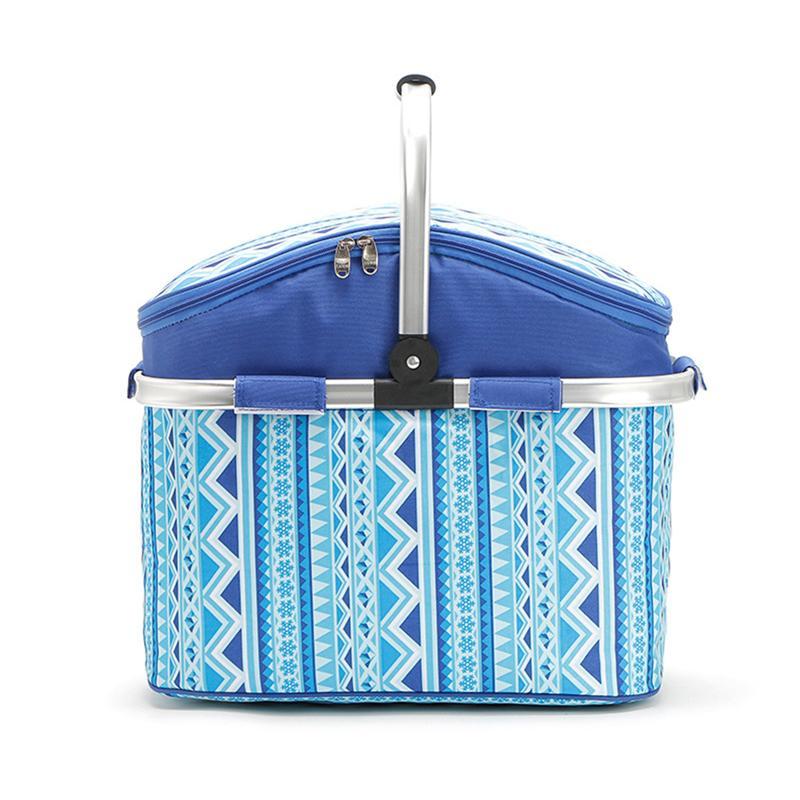 Ounona 26L Opvouwbare Picknickmand Lunch Tote Koeler Rugzak Outdoor Picknick Tas Voor Kruidenier Kayak Camping Wandelen (Blauw)