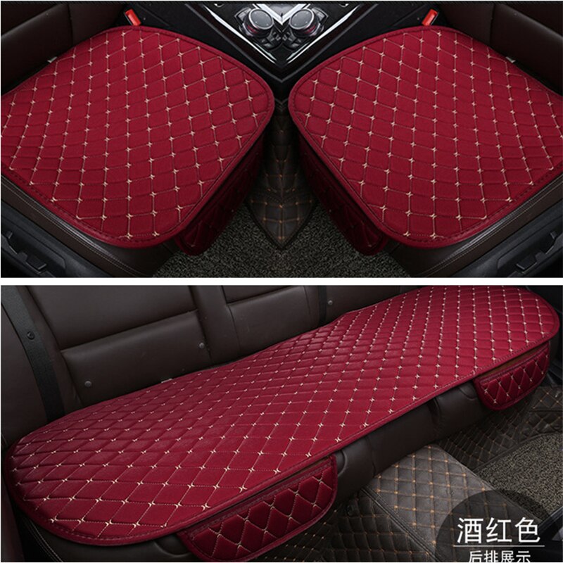 Fundas de lino para asiento de coche, Protector de tela de lino para asiento delantero y trasero, no deslizante, accesorios universales: Purple 3pcs