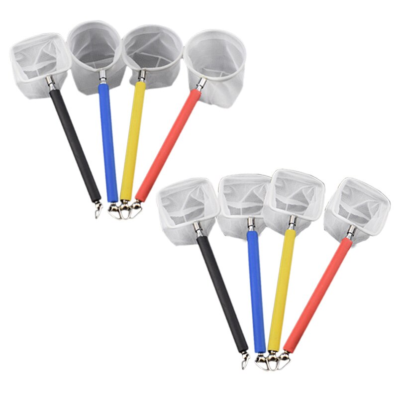 Fish Tank Catch Net Stainless Steel Adjustable Shrimp Scoop Fish Scoop Round Square Pocket Shrimp Catching Net