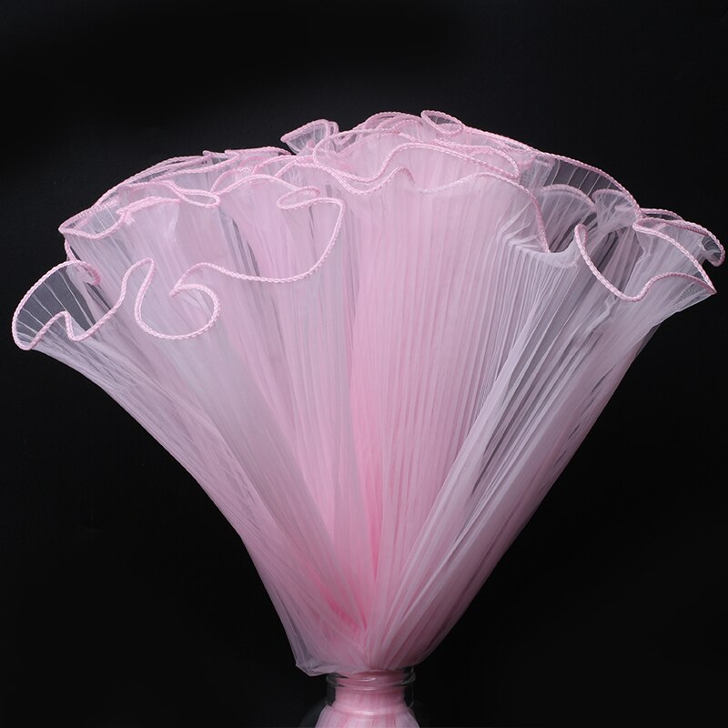 25cm*5yard Spray Yarn Flower Packaging Wave Gauze Lace Gauze Flower Shop Bouquet Floral Flower Packaging Material Net: Pink