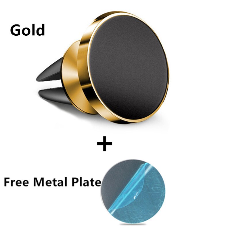 Suporte magnético automotivo para celular, suporte magnético para ventilação, para iphone x, 11, 8, 7, xiaomi, samsung, 360 suporte para celular: Air Vent Gold