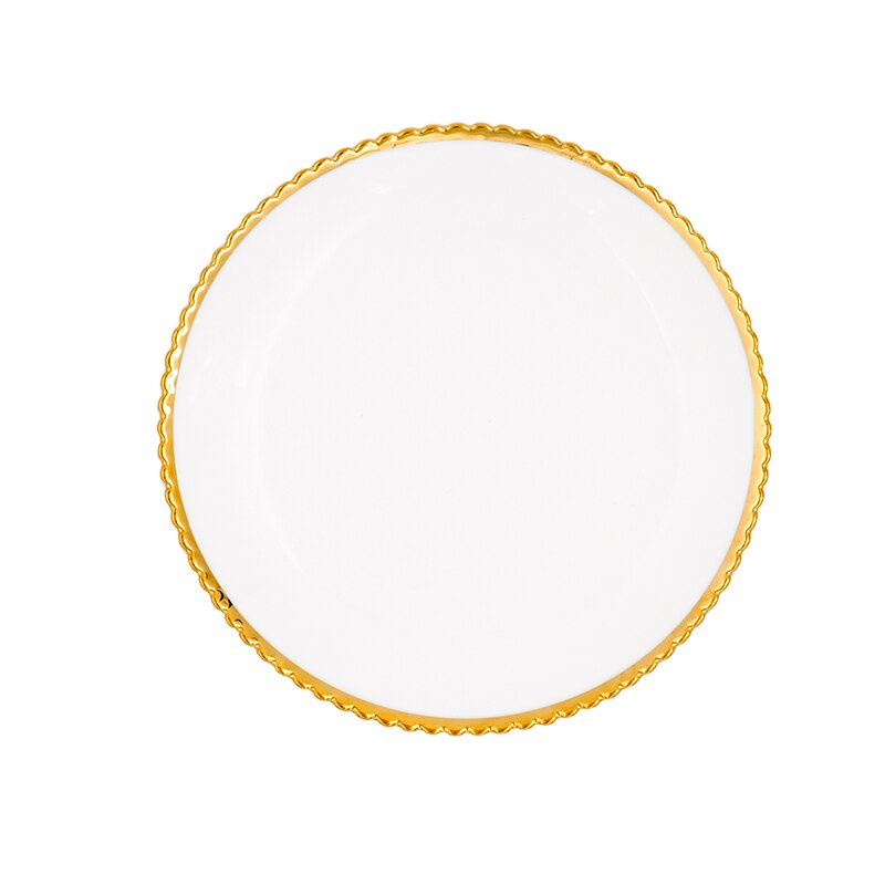 Gold inlay food dishes dinner plate flower edge famous brand steak plate