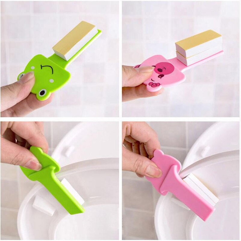 FEIGO, 2 piezas, nueva, bonita funda de dibujos animados, dispositivo de elevación, tapa de baño, inodoro, manija portátil, accesorios para Asiento de baño, inodoro, F104