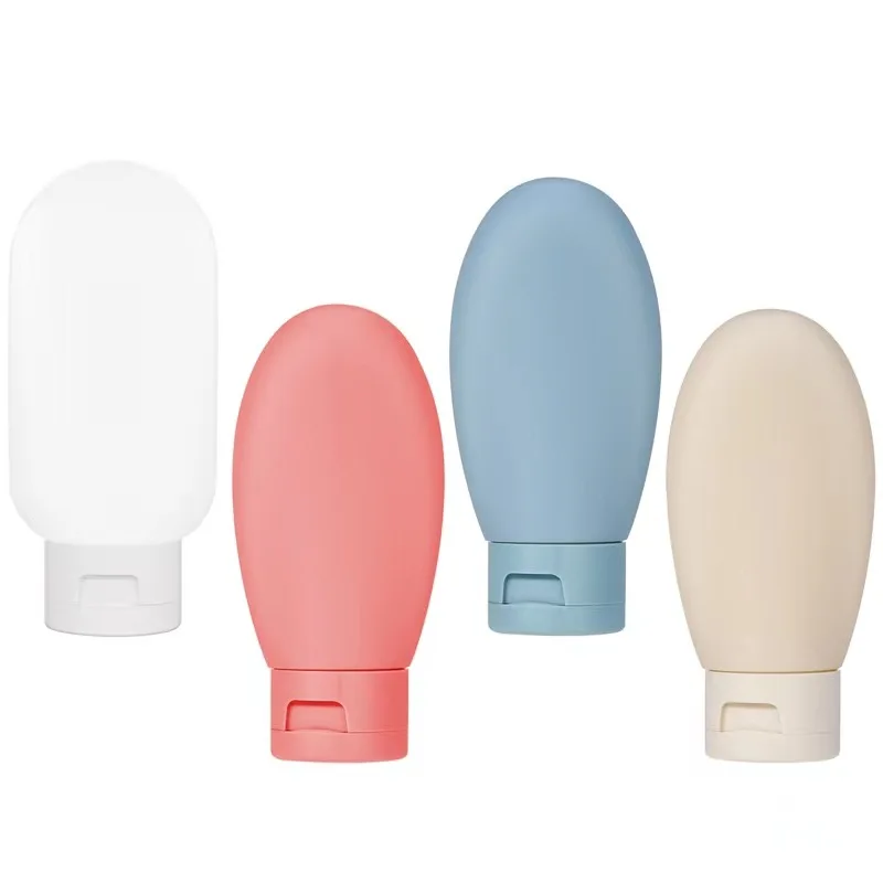 4 pièces/ensemble bouteille rechargeable 60ml récipient de Lotion en Silicone souple Tube à presser bouteille vide bouteille de shampoing de voyage Portable: jaune clair