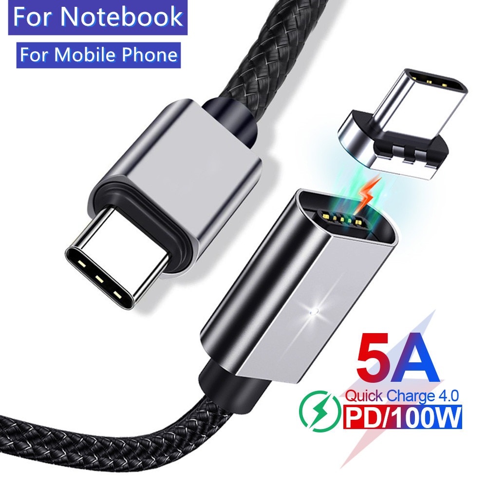 iphone 11 MacBook Pro Fast Charging Cable 100W USB C To USB Type C Magnetic PD Fast Charger Cord for Samsung IPAD Laptop Cable