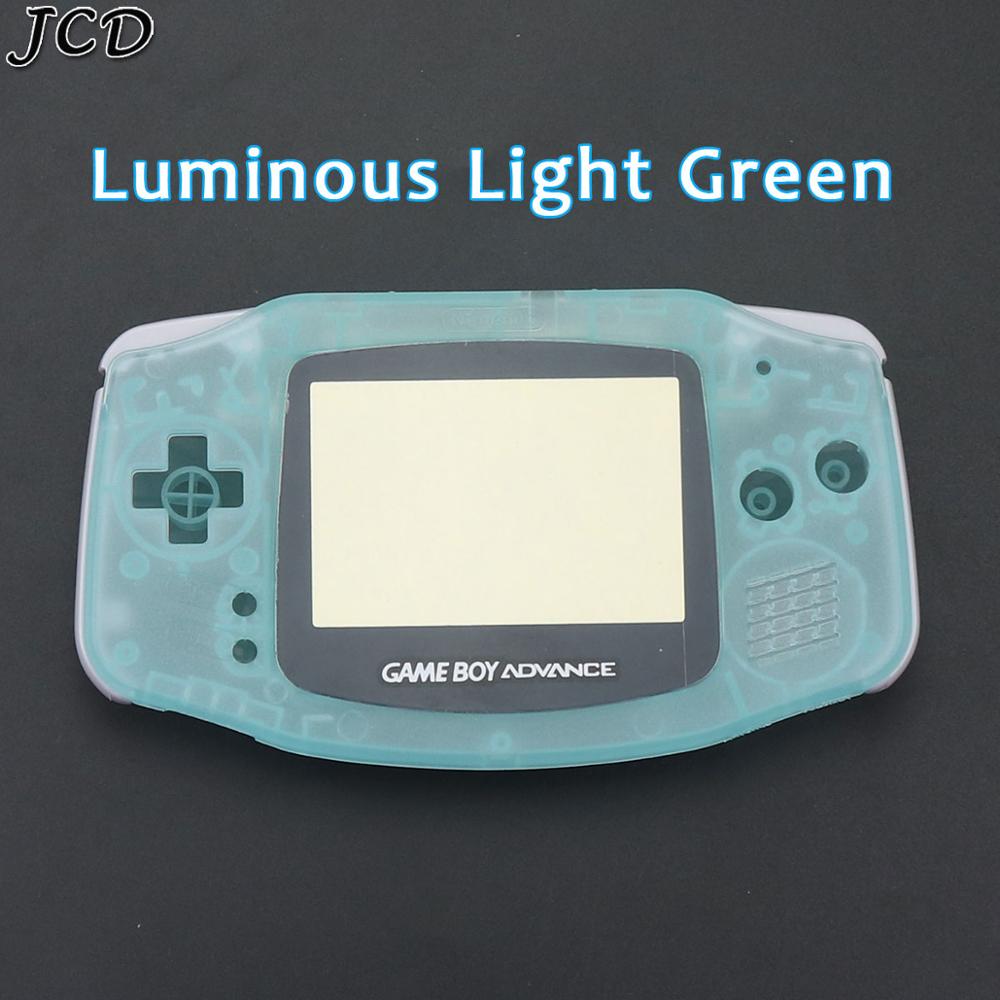 JCD carcasa completa para Nintendo Gameboy GBA funda carcasa rígida con lente de pantalla para consola Gameboy Advance carcasa transparente luminosa: Luminous Light Green