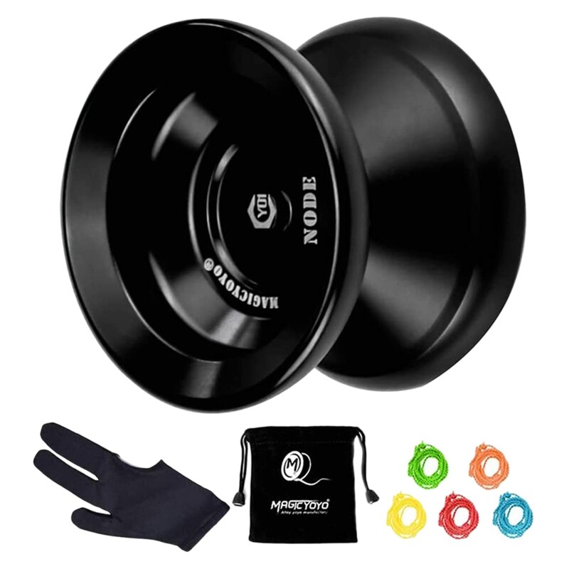 MAGICYOYO Yoyos Pro N11 Niet-responsieve Yoyo voor kinderen, geavanceerde jojo voor volwassenen, tieners, jojo's, niet-responsieve metalen yo yo yo met handschoen tas 12 snaren yo yos, zwart en