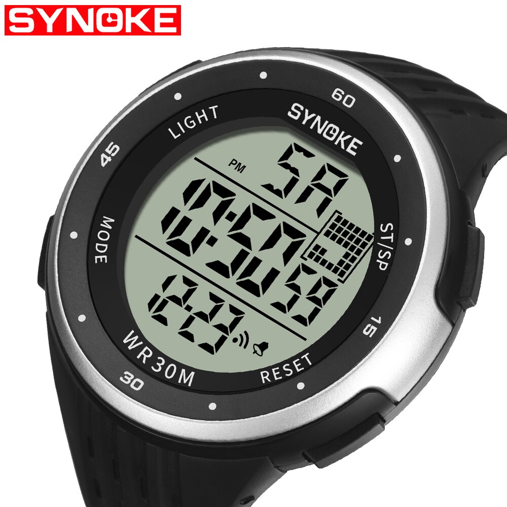 Synoke Mannen Digitale Horloge Led 3M Waterdichte Mannelijke Horloges Chronograaf Kalender Alarm Sport Horloges Relogio Masculino