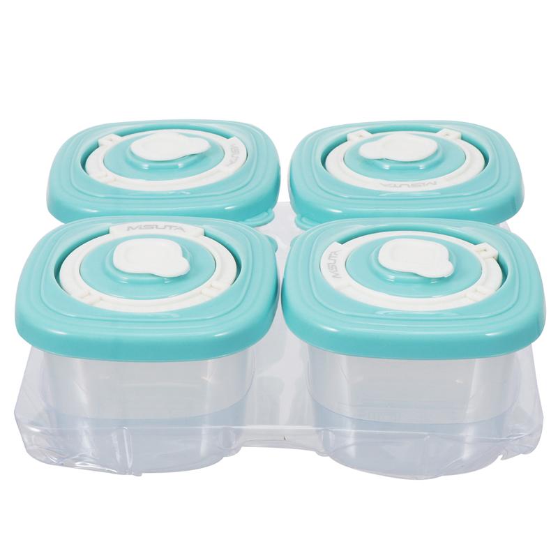 4Pcs Baby Blocks Freezer Plastic Food Box Baby Food Container Without Tray