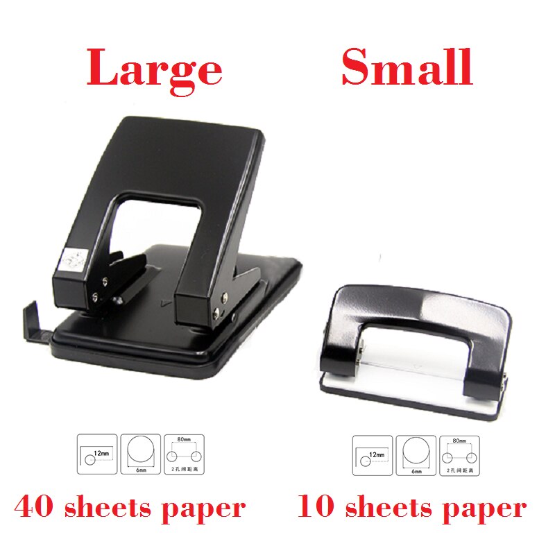 Heavy Duty 2-Hole Punch Metal 2 Holes Puncher Machine Save Effort Comfort Handle Perforadora De Papel; 40-Sheet Capacity: Large Small