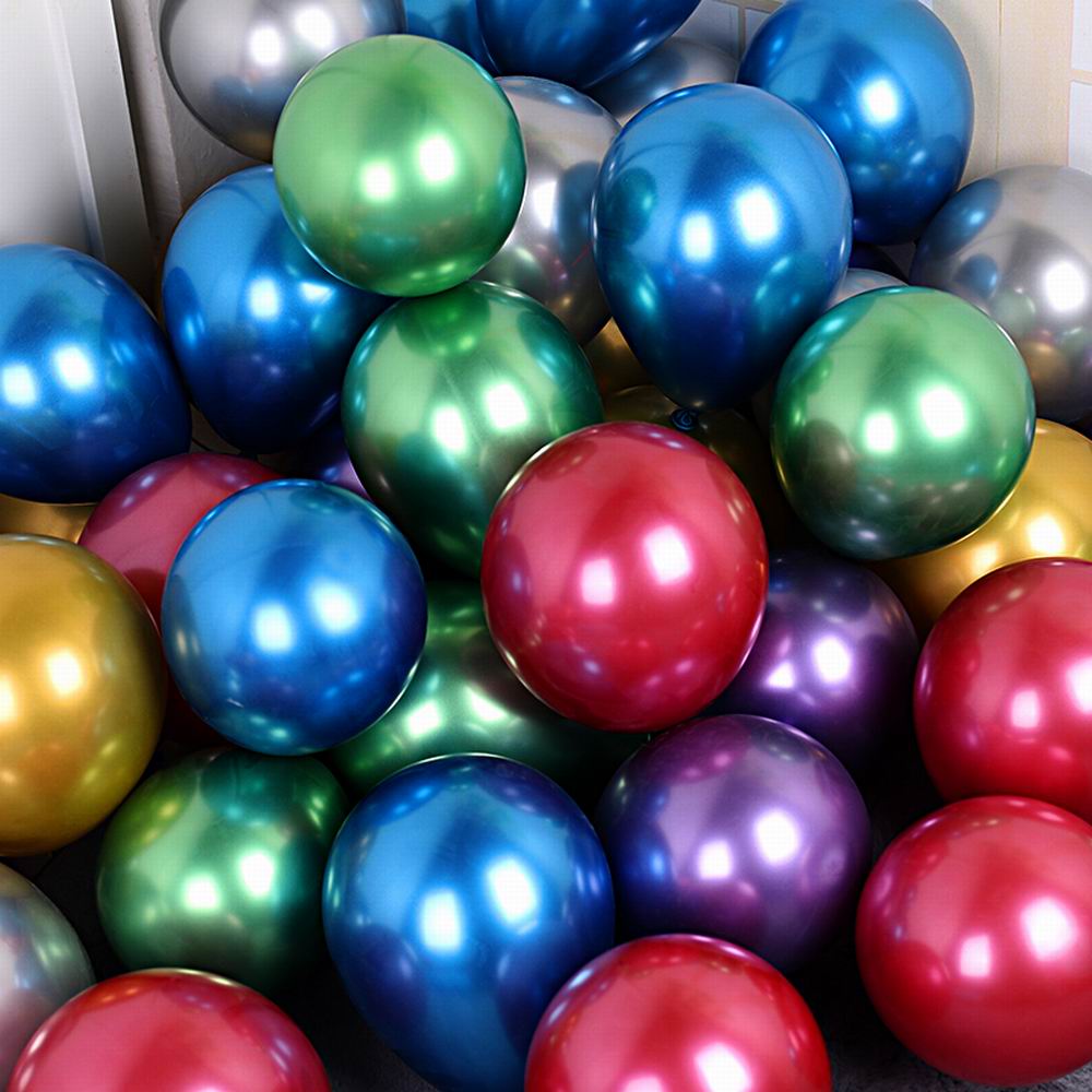 Globos metálicos de helio para boda, de 5 pulgadas, color dorado, plateado, azul, rosa y verde, de látex y cromado, 30 unids/lote