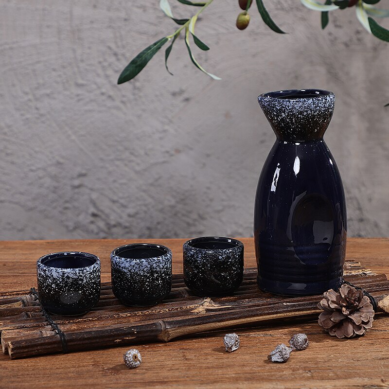 FANCITY Japanese-style ceramic black sake bottle, wine bottle, sake cup, sake bottle, sushi restaurant, sake bottle tableware