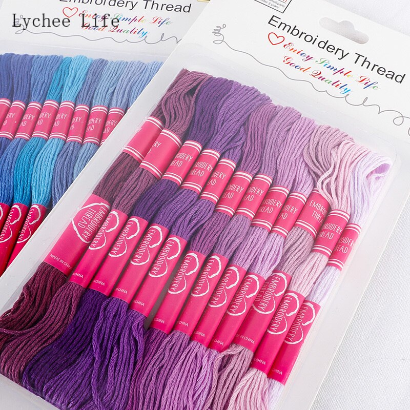 Lychee Life 12Pcs/lot Polyester Embroidery DIY Silk line Branch Similar Thread Cross Stitch Cotton Sewing Skeins Thread Material