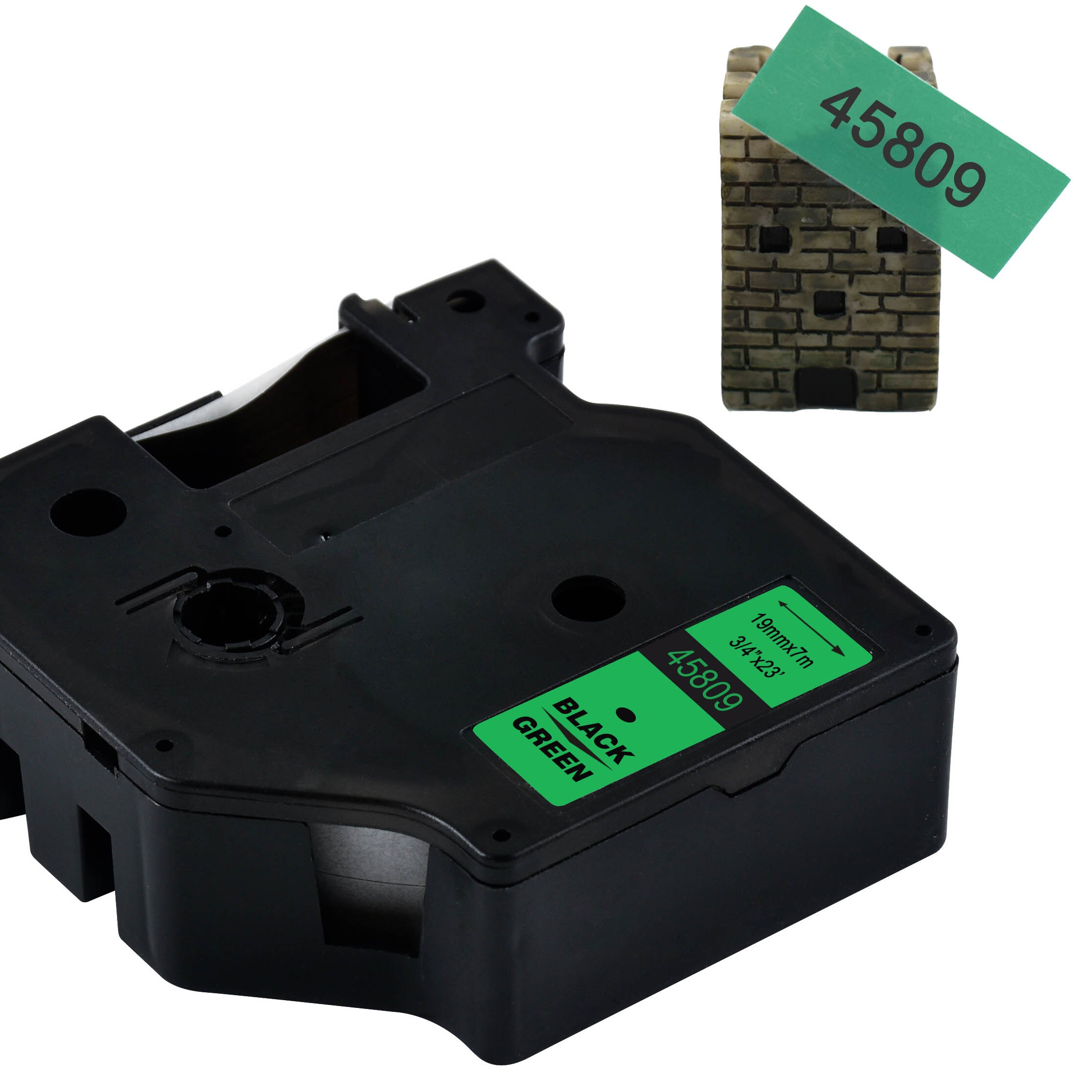 Cidy 5 stk 45803 kompatible dymo labelmanager 19mm d1 sort på hvid dymo maker 45808 label tape patroner til dymo  lm160 lm280: Sort på grøn