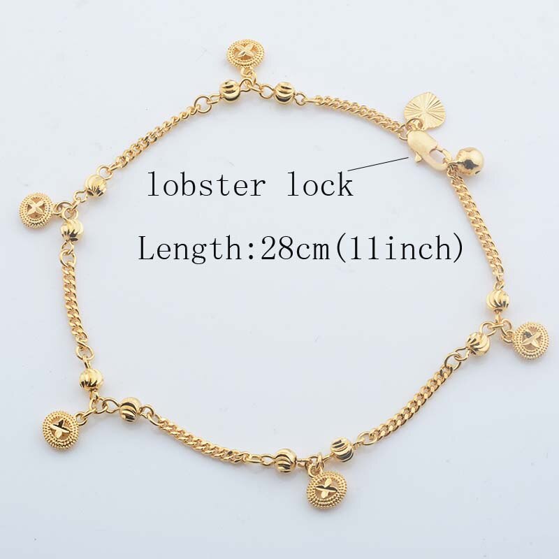 1 sztuk 3mm kobiet żółty złoty kolor okrągłe koraliki połączyć łańcuchy obrączki stóp łańcuchy 28cm: lobster lock