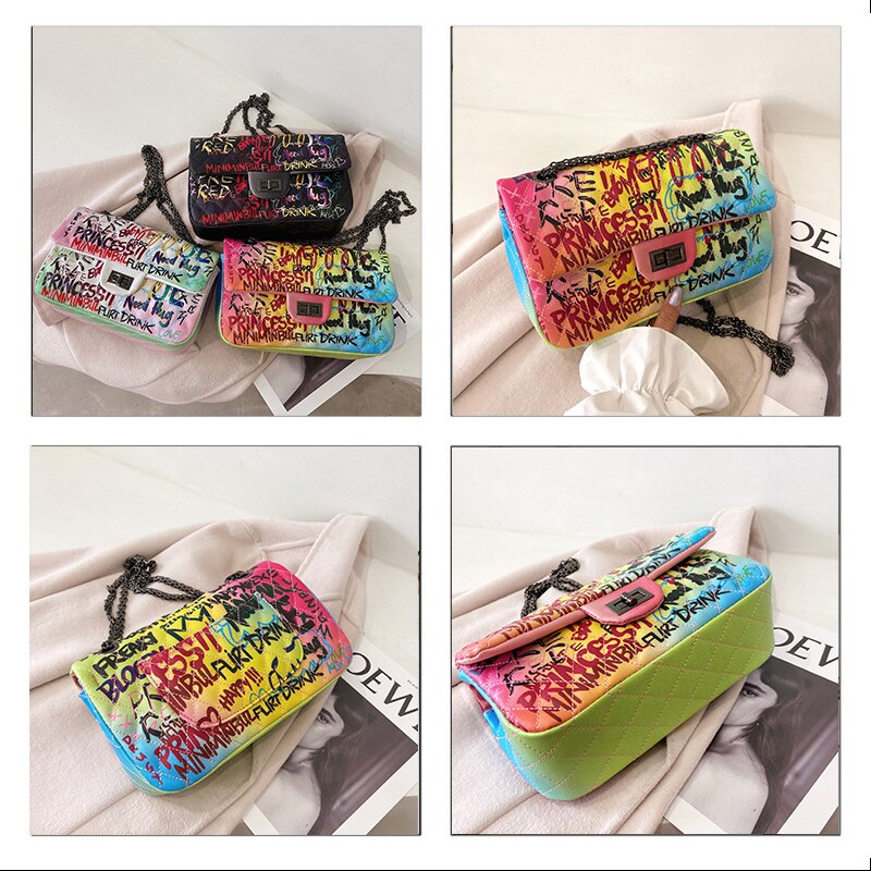 Mulher couro do plutônio bolsa sacos de ombro para 2021 meninas do sexo feminino compradores bolsas casuais quente nova moda graffiti treliça carteiras