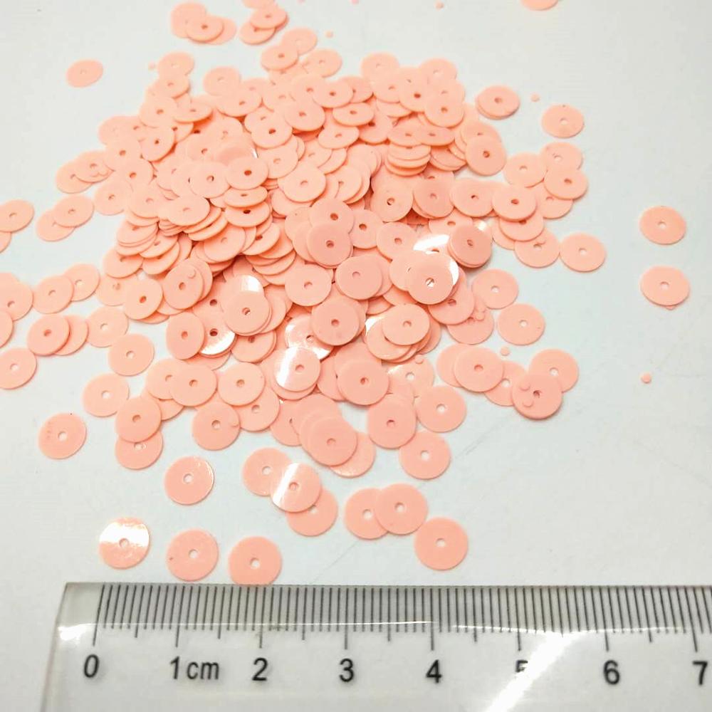 50G (4000 Stuks) 6 Mm Effen Zacht Roze Platte Ronde Pailletten Voor Craft Diy Accessoires Met 1 Midden Gat