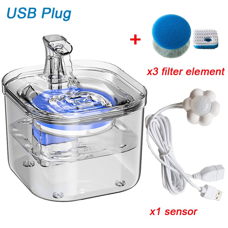 Induktion Katze Wasser Brunnen mit Sensor Rostfreiem Stahl Automatische Katzen Wasser Spender 4 schicht Filter Clever Haustier Trinken Brunnen: B-FilterX3 sensorX1