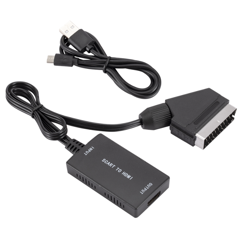 Grwibeou scart til hdmi-kompatibel kabelkonverter videoadapter 1080p video audio adapter til hd tv dvd til hdtv stb sky box: Default Title