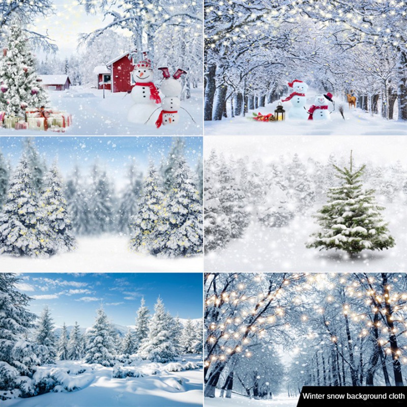 210X150cm Winter Snow Background Cloth Snowflake Christmas Tree Glitter White Forest Party Photography Backdrops, E Durable