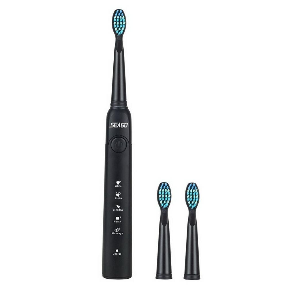 SEAGO SG - 949 Sonic Electric Toothbrush Rechargeable Adult Sonic Toothbrush 4 Mode Travel Toothbrush with 3 Brush Head: Electric toothbrush