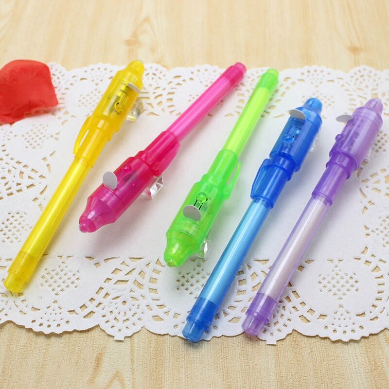 Luminous Light Pen Magic 2 In 1 UV Black Light Drawing Invisible Ink Pen Office School For Child Random Color