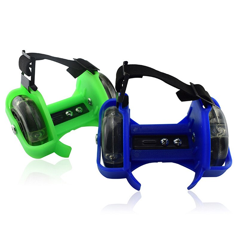 Ruedas de tacón de dos ruedas, patines ajustables, zapatos de ruedas luminosos Tricolor de PVC para niños BHD2