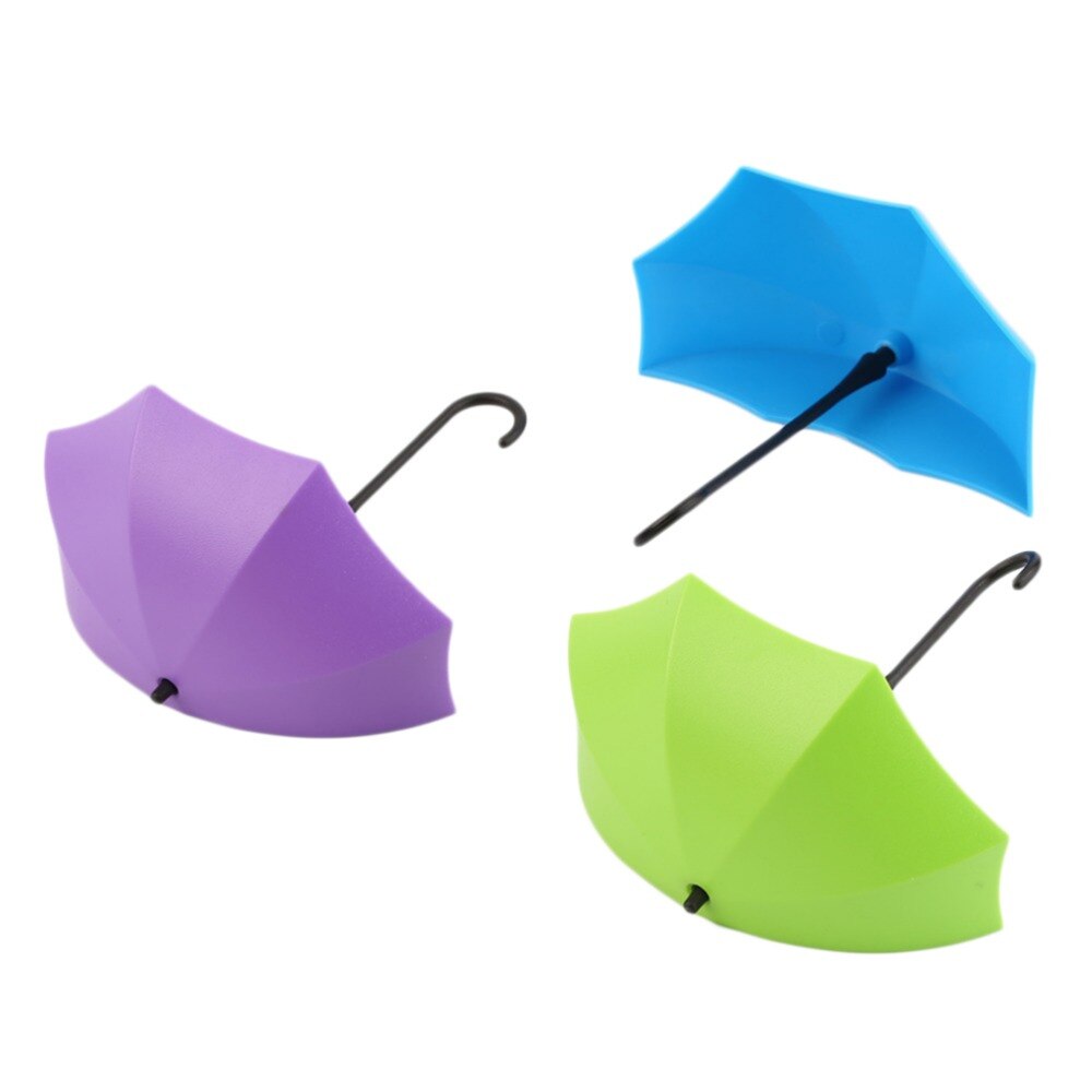 Accueil fournitures 3 pièces/lot parapluie forme Clips mignon auto-adhésif mur porte clés Clips école bureau collant support