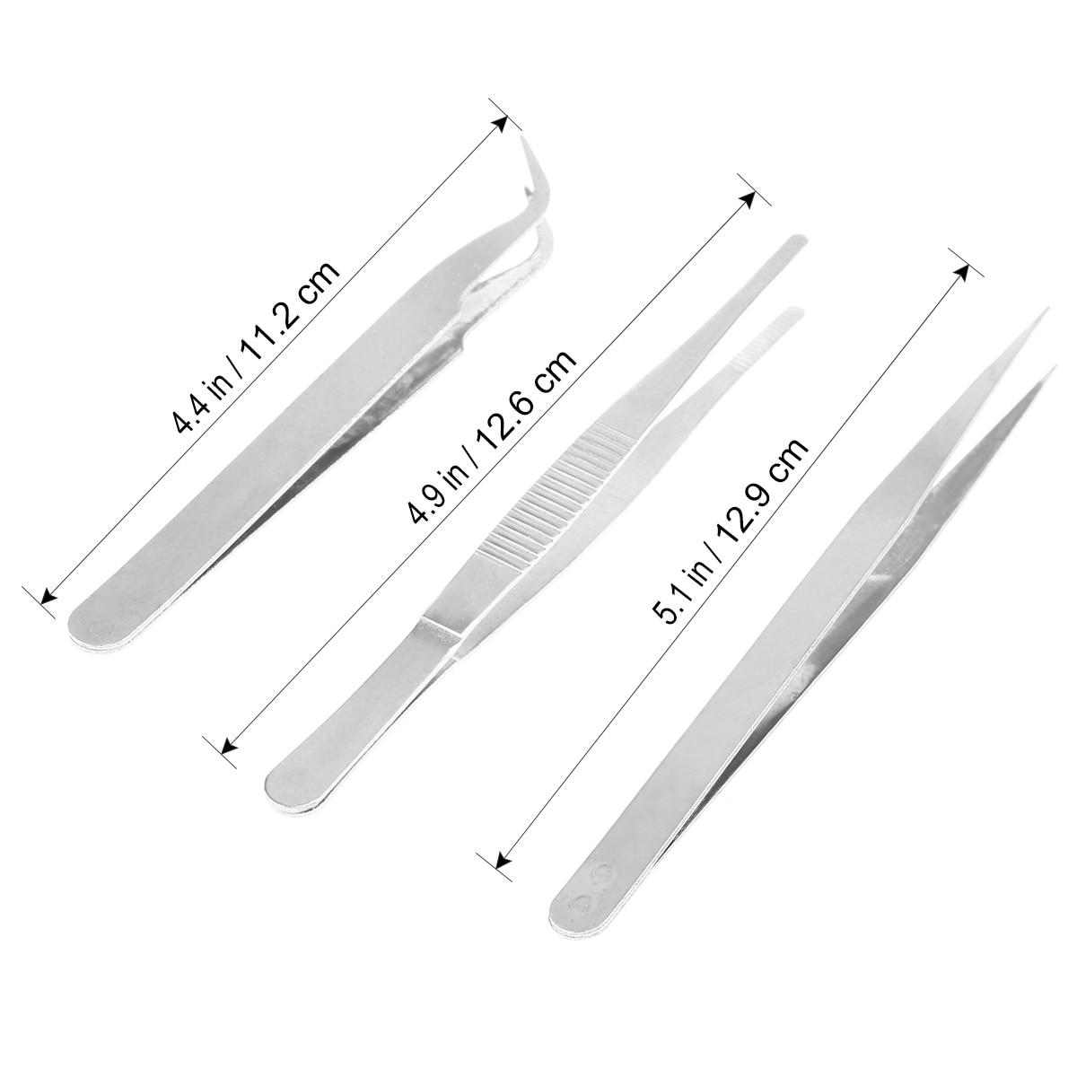 3PCS Premium Pinzette Edelstahl Nipper Clipper für DIY Handwerk (Gerade + Gebogene + Stumpfen Gezackten)