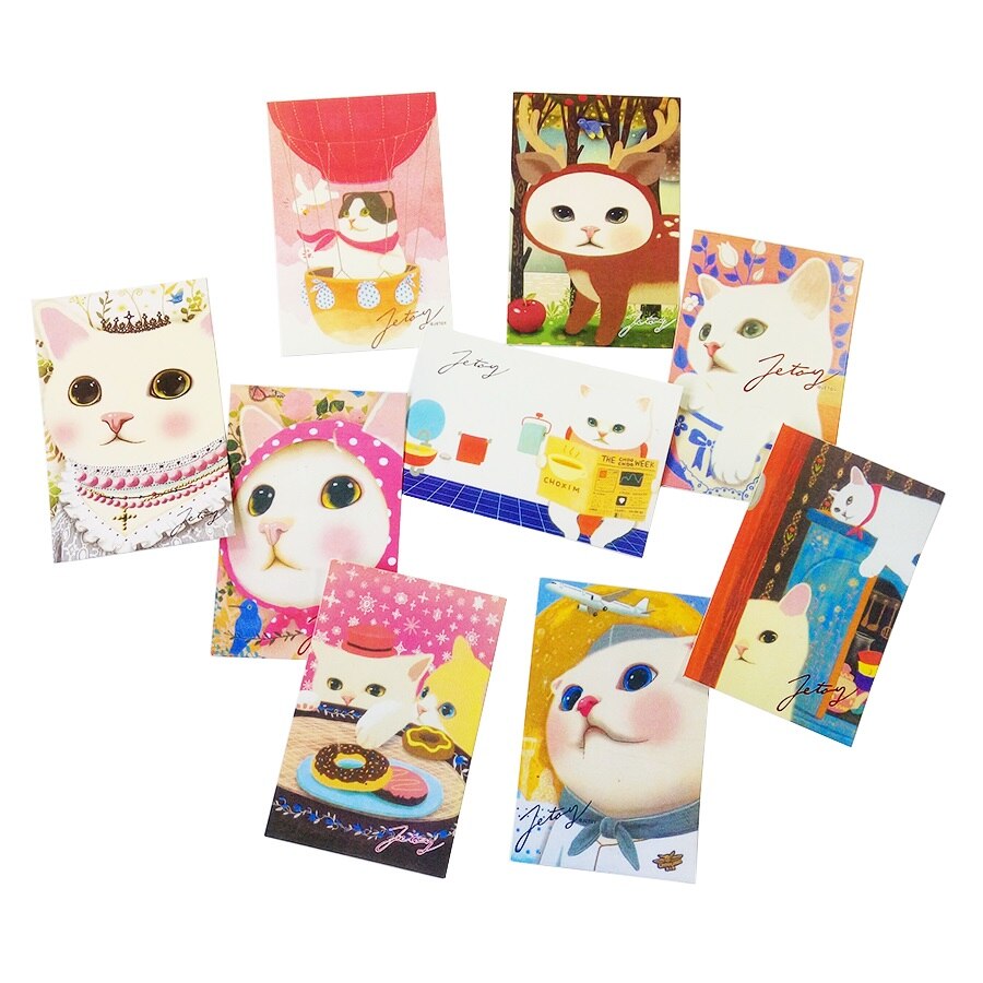 100 stk/mye studenter gjør-det-selv-kort søt tegneserie katt postkort bursdagskort hilsen julekort
