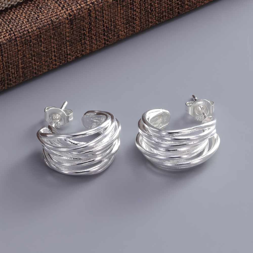 VENTFILLE-Boucles d'Oreilles Géométriques Incurvées en Argent Sterling 925, Bijoux en Forme de S, Bergame, Rétro, Unique, pour Femme et Fille, Directe: Couleur Camel