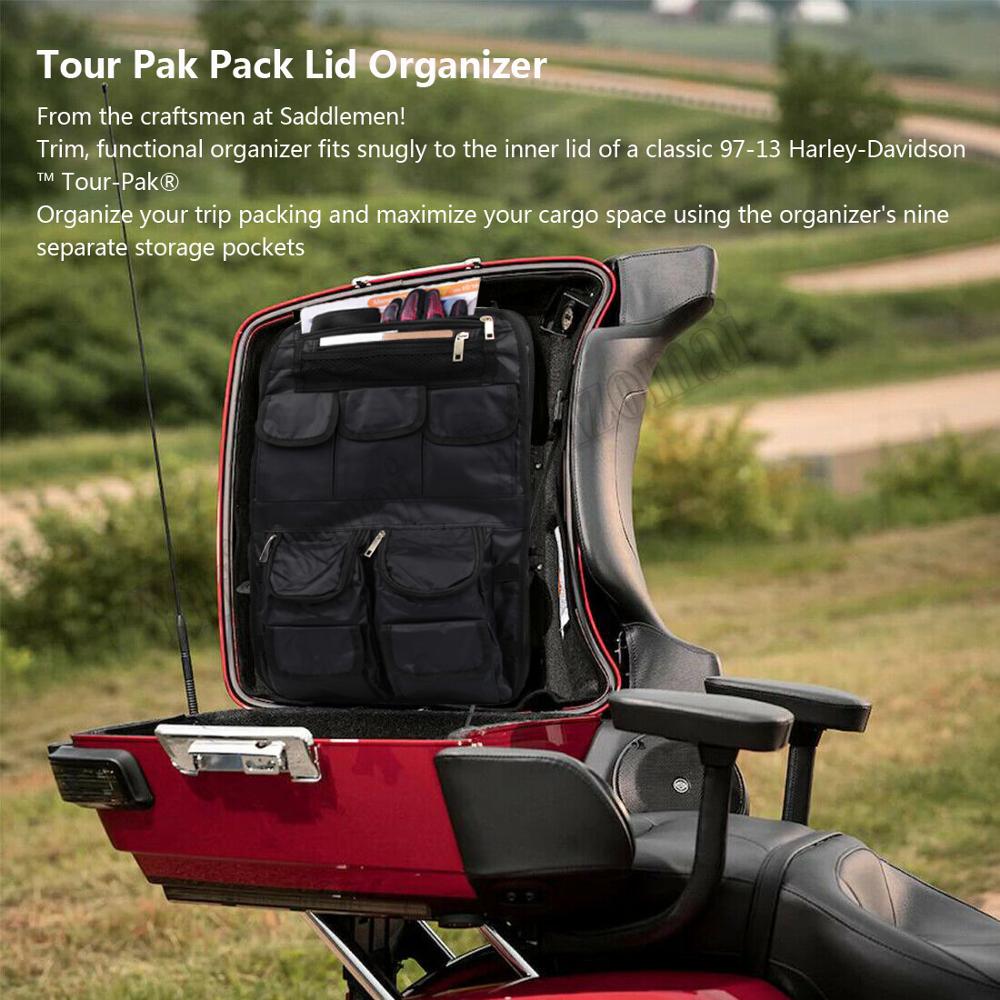 Motorcycle Black Saddlemen Saddlebag Tour Pack Lid Organizer for Harley FLHR FLHTC FLHX FLTR Road King Electra Street Road Glide