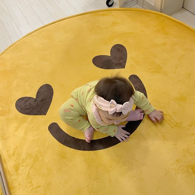 Ins Leuke Tapijt Kind Slaapkamer Decor Gele Smiley Rug Antislip Vloer Pad Thuis Fotografie Kussen Kids Play Mat alfombra Tapis